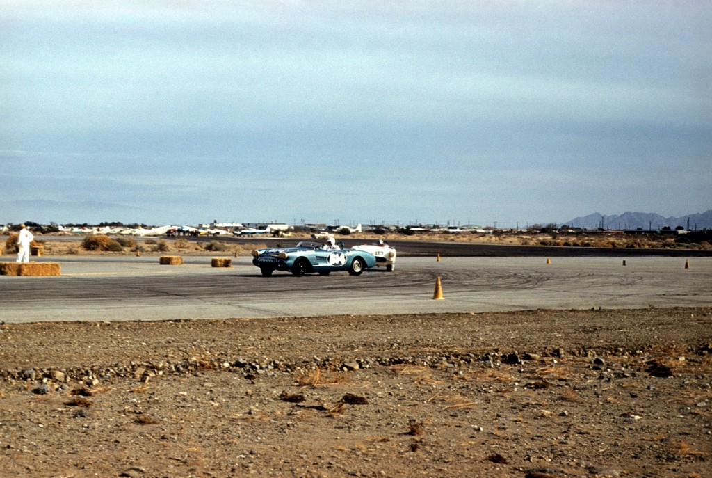 Dave MacDonald racing the 00 corvette at palm springs raceway